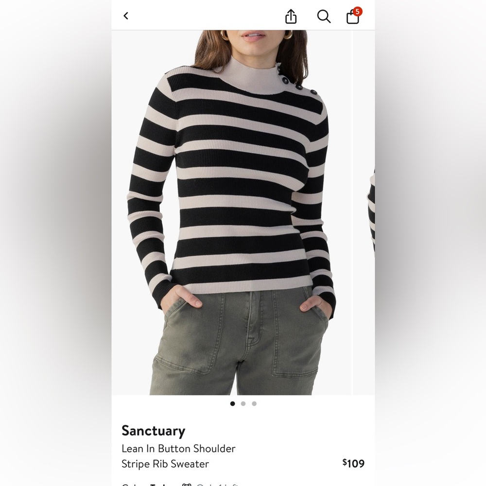 Sanctuary Black and White Stripe Button Sweater
